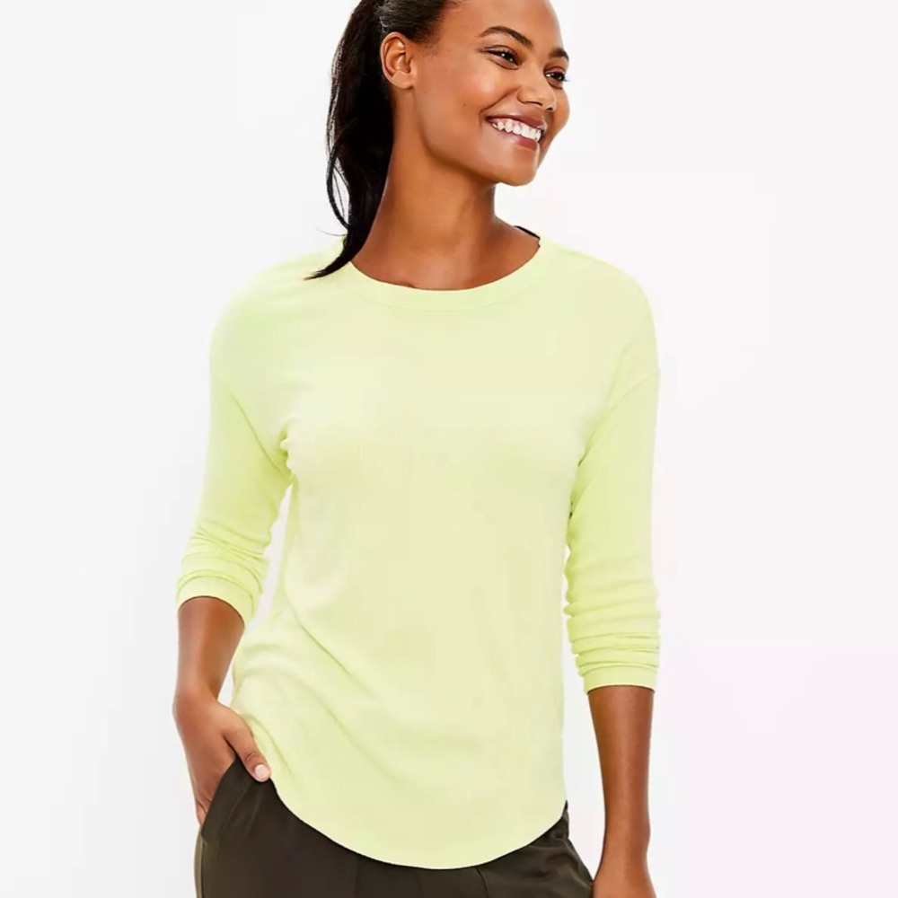 NWT Brand New never worn Loft Lou & Grey Signaturesoft Ribbed top in Sunny Lime!